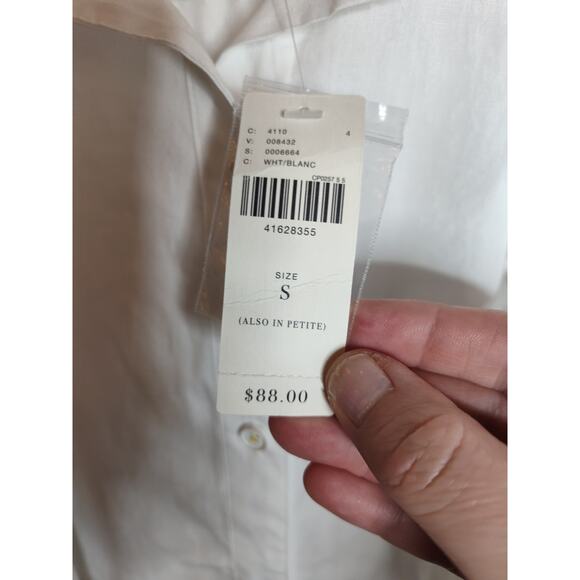 Maeve Anthropologie NWT Ruffle Open-Shoulder Poplin Blouse S - Picture 4 of 9